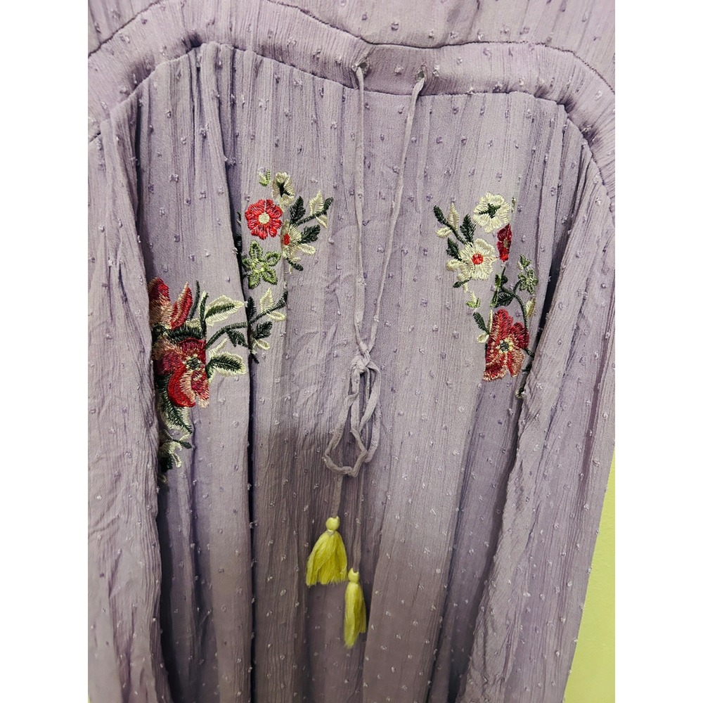 A Beautiful Soul Dress Women B Lavender Excellent Floral Embroidered Swiss Boho - Picture 5 of 12